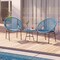 Costway 3PCS Patio Acapulco Furniture Bistro Set Plastic Rope Glass Table Black/Gray/Turquoise/White